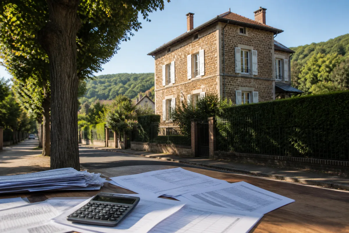 Bureau avec relevés bancaires et calculatrice lors d&rsquo;un décompte de charges